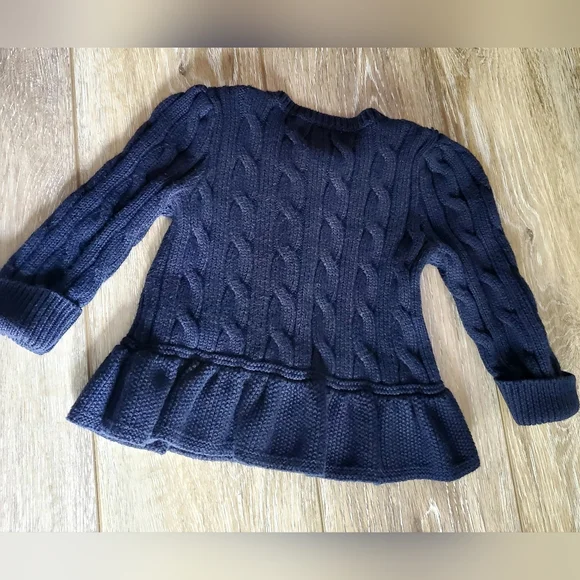 Ralph Lauren Navy Blue Cable Knit Baby's Cardigan size 6M - Picture 7 of 8